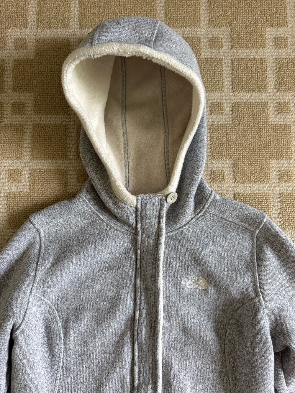 The North Face Sherpa Lined Hooded Fleece Jacket Outdoor Heather Gray Medium - Picture 10 of 17